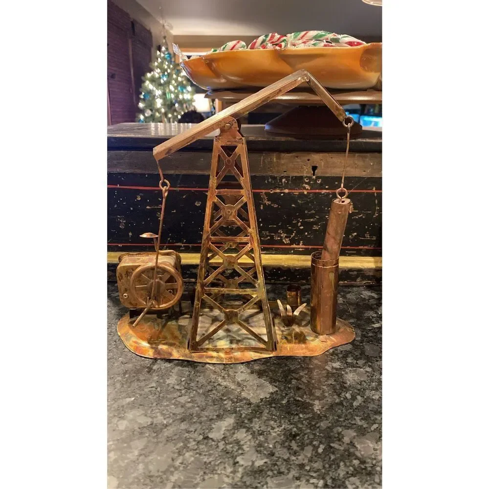 Copper Oil Well Sculpture Motion Music Box Works The Impossible Dream